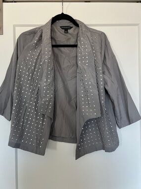 Rock & Republic Gray Studded Open-Front Blazer